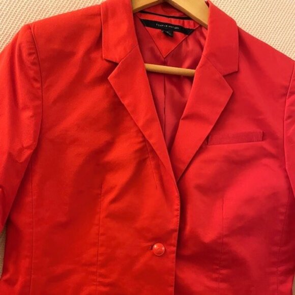 Tommy Hilfiger Women's Orange Cotton Blend Two-Button Blazer Jacket - Size 6 - Picture 3 of 6